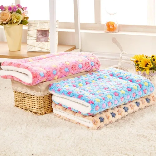 Vista 3 de XZJMY Tapete de cama de 3 piezas para animales pequeños, tapete de cama cálido, tapete de felpa suave, tapete de invierno para dormir de animales