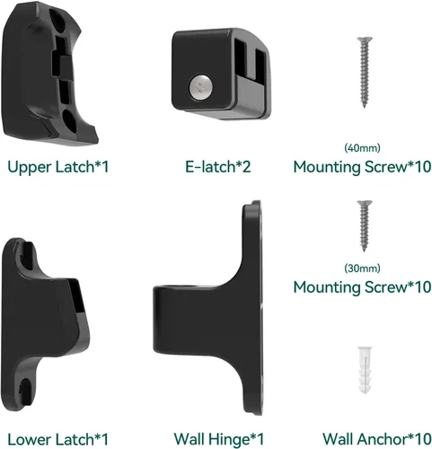 Vista 3 de Kit de montaje de orificios para Babelio 26-43" puerta de bebé y perro con cierre automático para escaleras, contiene tornillos, negro