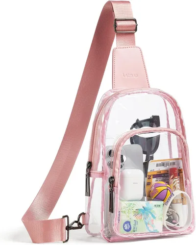 Vista 14 de LATMAP Bolsa transparente para eventos de estadio, bolso transparente para mujer, bolsa cruzada de estadio, bolsa transparente para conciertos