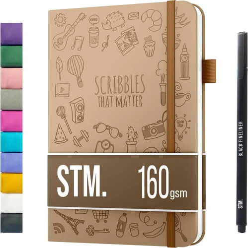 Vista 54 de Cuaderno de cuadrícula de puntos con viñetas Cuadernos diarios A5 para escritura personal, trabajo, mujeres papel grueso de 120gsm, tapa dura