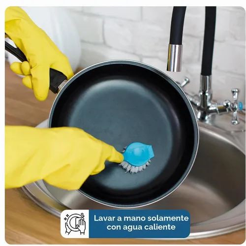 Vista 3 de Viking Sartén antiadherente, utensilios de cocina de acero al carbono azul de 10 pulgadas, negro