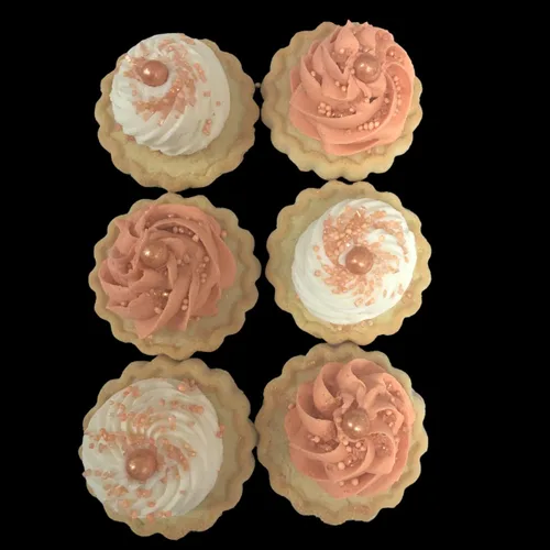 Vista 2 de Confeti comestible de oro rosa con cristales de azúcar espumosos para tartas, galletas, cupcakes, helados, donas de 4 onzas