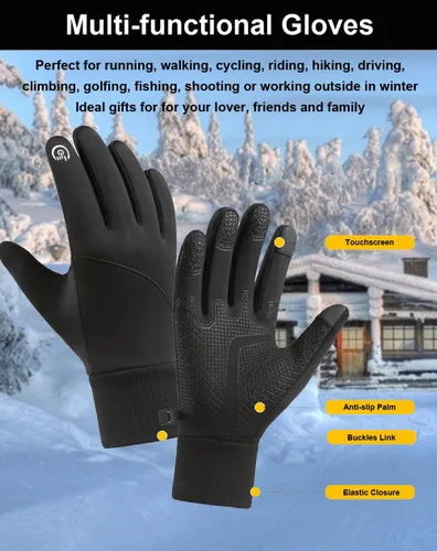Vista 4 de Guantes de invierno para hombres y mujeres, guantes de pantalla táctil, guantes de correr, guantes de ciclismo, guantes de conducción, guantes