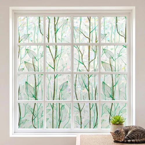 Vista 11 de Película decorativa para ventana, diseño de flores, película de privacidad de vidrio de adherencia estática para puerta, tintes de ventana