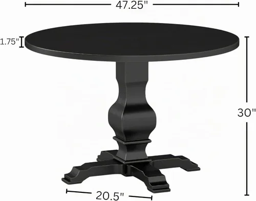 Vista 2 de Roundhill Furniture Havre - Mesa de comedor redonda con base de pedestal, color negro
