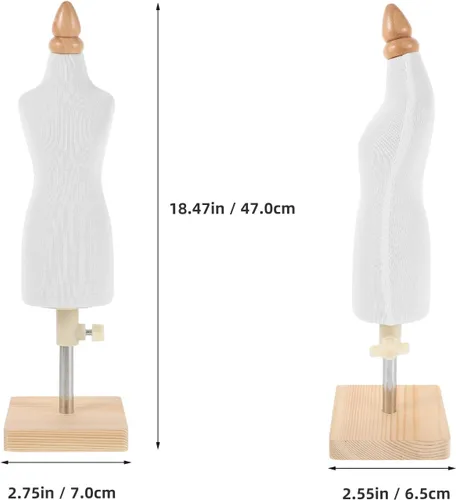 Vista 2 de Sewing Mannequin Dress Form with Wooden Adjustable Stand for Beginners Fashion Design and Doll Clothes Making Practice