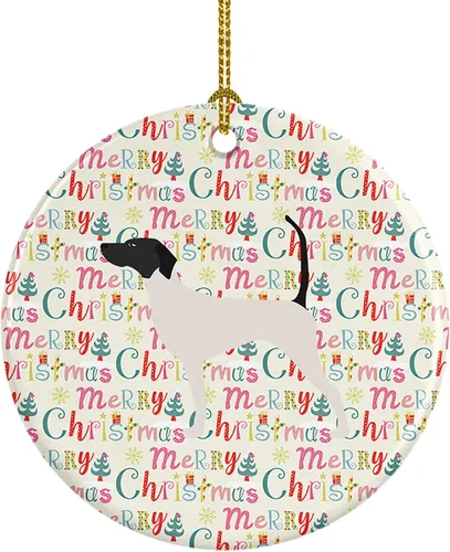 Vista 22 de Caroline's Treasures Affenpinscher - Adorno de cerámica con texto en inglés "Merry Christmas", multicolor para colgar en el árbol de Navidad