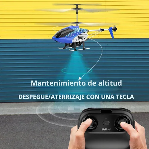 Vista 4 de Cheerwing U12S Mini helicóptero RC con cámara helicóptero de control remoto para niños y adultos Azul