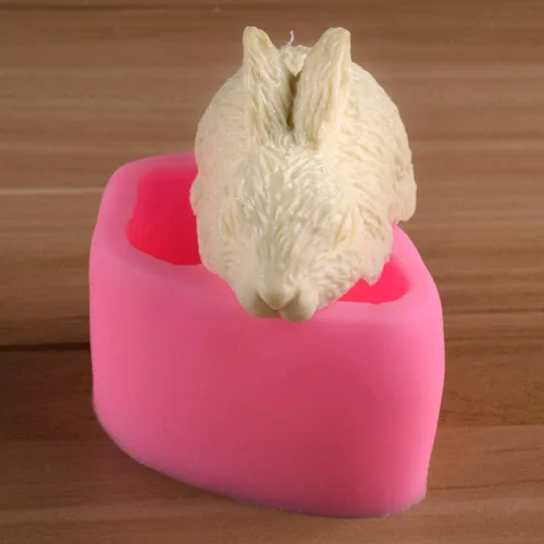 Vista 3 de HiParty Molde de silicona para jabón de conejo 3D, molde para decoración de pasteles, fondant, Sugarcraft, antiadherente, fácil de usar