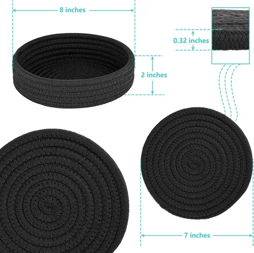 Vista 3 de Salvamanteles para platos calientes, ollas y sartenes, almohadillas calientes con cesta de almacenamiento, soportes para ollas para cocina, tapete