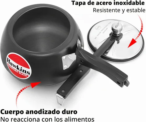 Vista 3 de [Usado] Hawkins Olla a presión Contura Black 1,5 litros