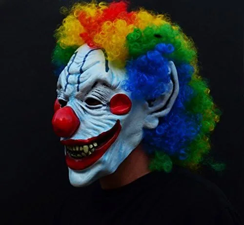 Vista 6 de Acid Tactical Máscara de látex espeluznante de payaso malvado de Halloween, payaso rizado Moe