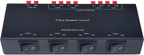 Vista 6 de Selector de altavoces de 2 vías, caja de distribución pasiva de 2 zonas de 150 W/canal con protección de impedancia, conectores de clip de resorte