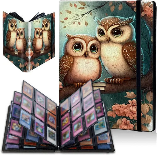 Vista 12 de Carpeta de tarjetas de gato negro y luna, 9 bolsillos para álbum de tarjetas intercambiables, carga lateral, 360 bolsillos, tarjetero de poliuretano