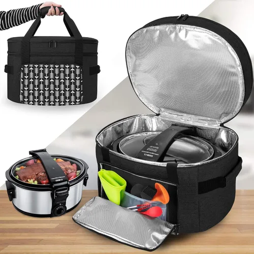 Vista 7 de Yarwo Bolsa de viaje para olla de cocción lenta mejorada 2026 con tabla inferior compatible con Crock-Pot y Hamilton Beach de 6, 7, 8 cuartos