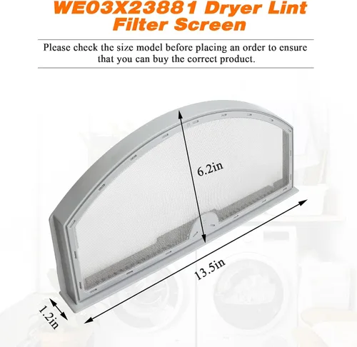 Vista 5 de GTD42EASJ2WW GTD33EASK0WW WE03X23881 Reemplazo de pantalla de filtro de pelusa para secadora GE Hotpoint, filtro de secadora de acero inoxidable