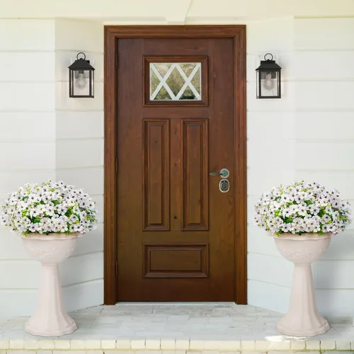 Vista 27 de Lifewit Flores artificiales para exteriores, 12 paquetes de flores falsas de plástico para decoración del jardín del hogar, plantas sintéticas