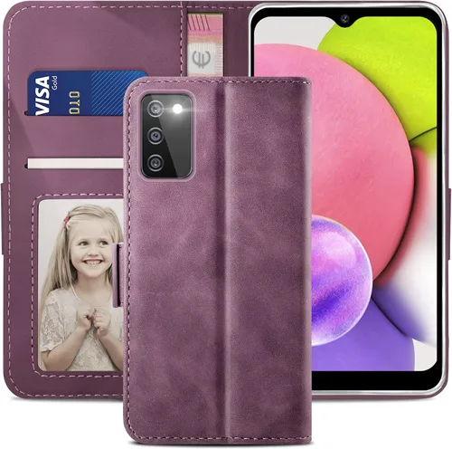 Vista 9 de YATWIN Compatible con Samsung Galaxy A03s Wallet Case, Flip Wallet Funda de cuero con cierre magnético con soporte para tarjeta de crédito y función
