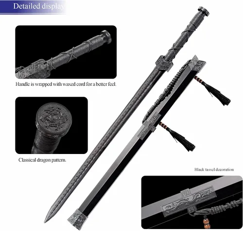 Vista 4 de Espada Han China de Polipropileno de Alta Resistencia con Cuchillo Samurái de Entrenamiento, Espada de Entrenamiento