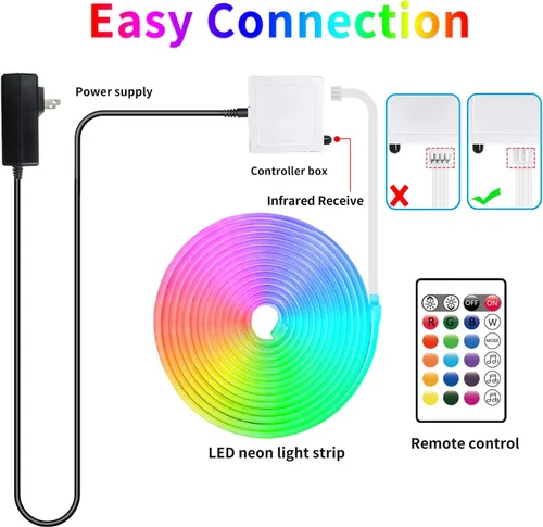 Vista 6 de segrass Cuerda de luz de neón de 16.4 pies, cuerda de luces LED flexible con control por aplicación/control remoto, luces de cuerda de múltiples
