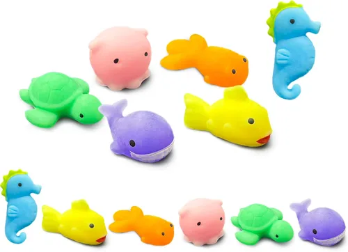 Vista 10 de 4 piezas de juguetes blandos Jumbo Glitter Mochi para niños, juguetes Kawaii, juguetes sensoriales de animales marinos para premios de clase