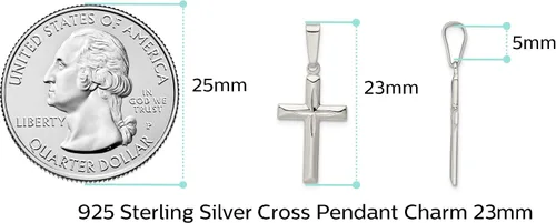 Vista 5 de Colgante de cruz de plata de ley 925 maciza con corte de diamante, pequeño, 0.906 in x 0.512 in, regalos de joyería para mujeres, esposa, mamá