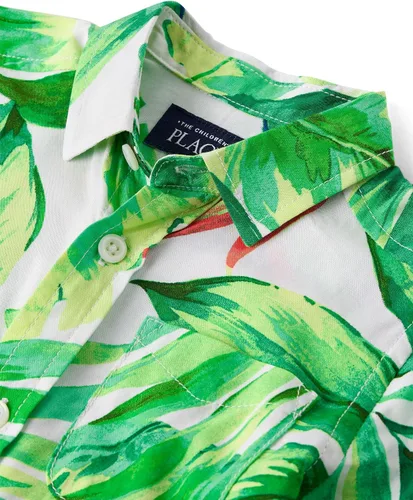 Vista 2 de The Children's Place Baby Boys' and Toddler Poplin Short Sleeve Button Down Shirt (Applemint)