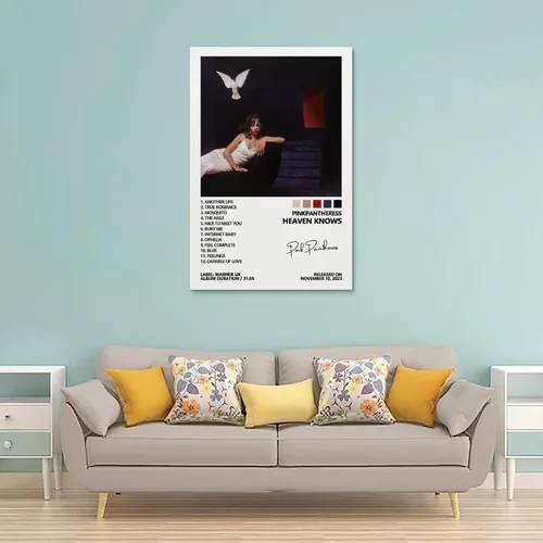 Vista 2 de MOZEU PinkPantheress - Póster con portada de álbum de música Heaven Knows para habitación, lienzo estético, arte de pared, decoración de dormitorio