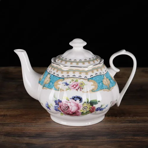 Vista 3 de fanquare Juego de té de rosa retro europeo de 15 piezas, juego de té de flora inglesa para adultos, juego de café de porcelana