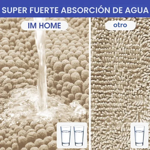 Vista 5 de ACCUMTEK - Juego de alfombras de baño a rayas beige de 3 piezas, ultrasuaves, antideslizantes de chenilla, alfombras de baño mullidas y absorbentes