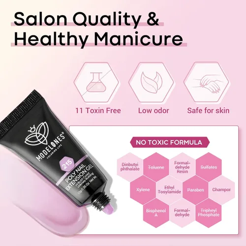Vista 7 de Modelones - Juego de gel de extensión de uñas de polietileno, kit de gel de 12 colores con tonos rosa brillante y desnudo, para manicura francesa