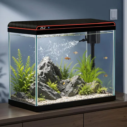 Vista 7 de Tanque de peces pequeño, acuario de vidrio de 2 galones, Betta Fish Shrimp Goldfish Tropical Fish Starter Kit de inicio de peces tropicales