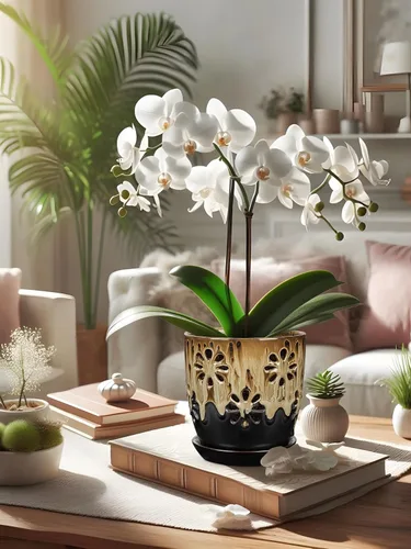 Vista 7 de Ollas de orquídeas de 6 pulgadas con agujeros Brown Black Ceramic Orchid Pot para trasplante marrón y negro
