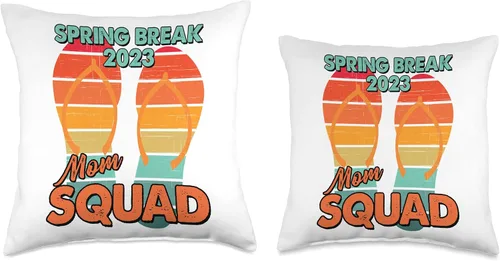Vista 3 de Spring Break 2023 Mom Squad Beach Vintage Cool Flip Flops Throw Pillow