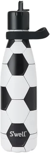 Vista 8 de S'well Botella de agua de acero inoxidable con tapa de popote abatible y asa, 17 onzas, End Zone, recipientes aislados al vacío de triple capa que