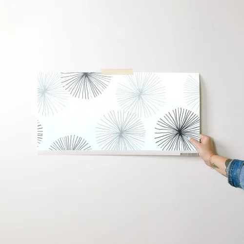 Vista 7 de Spoonflower Dandelions Grayscale Pre-Pasted Removable Wallpaper Sample 12" x 24" Round Retro Floral Kitchen Geometric Self-adhesive, removable