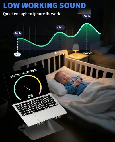 Vista 6 de SOUNDANCE Almohadilla de refrigeración para laptop con ventilador mejorado de bajo ruido y concentradores USB 3.0, enfriador ventilado para laptop