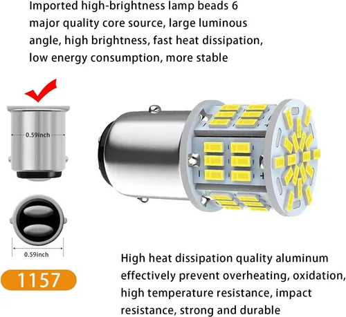 Vista 3 de 2 luces de freno automotrices 1157 de doble contacto, 1157 7528 2357 2057 BAY15D repuesto de bombilla superbrillante, luz trasera de freno de camión