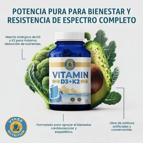 Vista 7 de Vykee Nutrition Complejo de vitamina D3 K2 de alta potencia