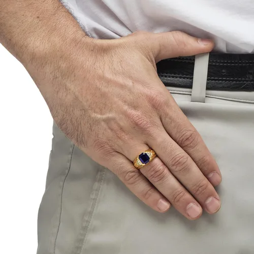 Vista 3 de PalmBeach - Anillo para hombre, chapado en oro amarillo, talla 8 a 13