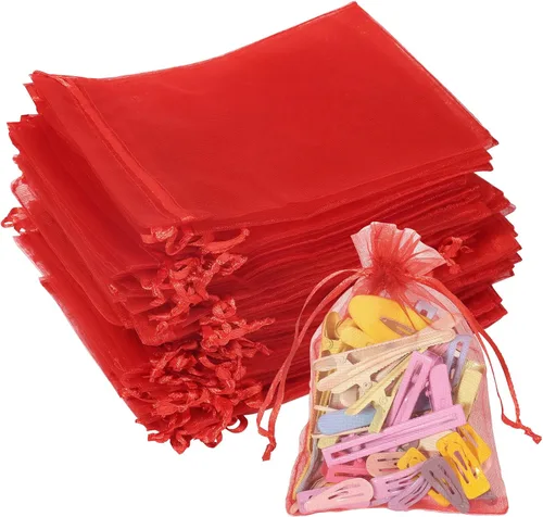 Vista 12 de Partyeah 50 bolsas de organza de 4 x 6 pulgadas, pequeñas bolsas de malla para joyas, bolsas con cordón para bolsas de regalo de organza de dulces
