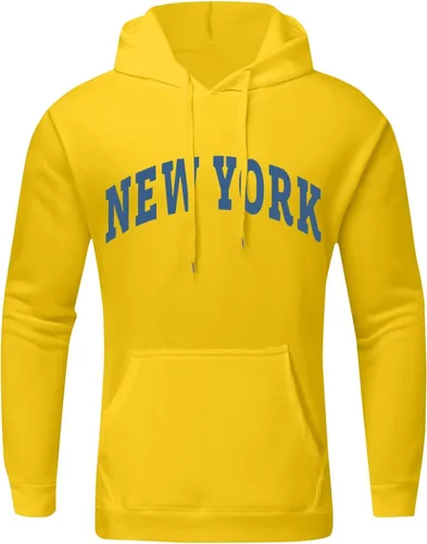 Vista 3 de Hoodies for Men Pockets Letter Printing Streetwear Long Sleeve Classic Sport Sweatshirts Stylish Casual Hoodies