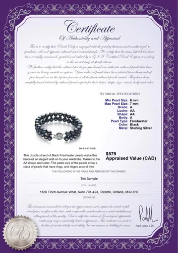 Vista 4 de Lavinia - Pulsera de perlas cultivadas en plata de ley 925 de 6 a 0.276in, color negro