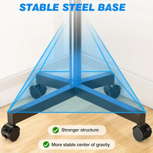 Vista 7 de Rfiver - Carrito de TV móvil con ruedas para pantallas de 23 a 65 pulgadas, soporte de TV portátil con ruedas con inclinación y altura ajustable