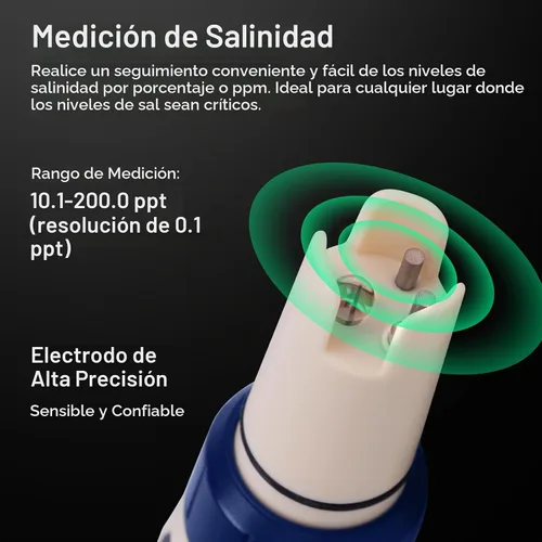 Vista 6 de VIVOSUN - Medidor digital de pH 5 en 1 con función de salinidad/TDS/EC Azul