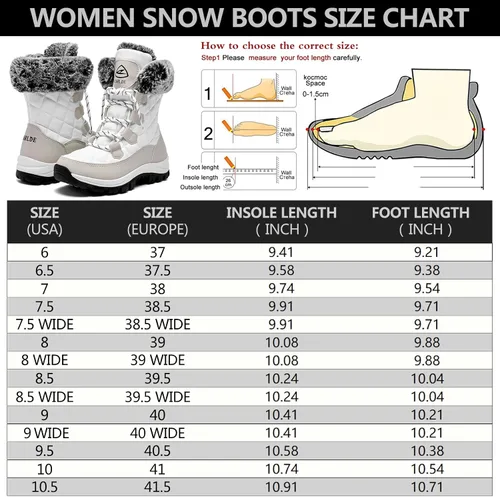 Vista 2 de EARLDE Womens Snow Boot With Waterproof Lace Up Mid-Calf Outdoor Winter Deep Tread Rubber Sole