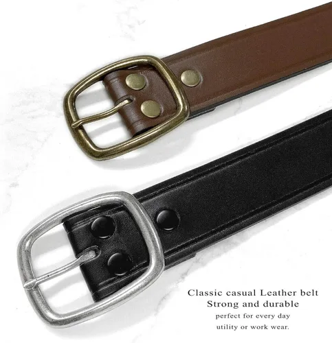 Vista 3 de BS1303 - Cinturón de trabajo de uniforme resistente, cuero de grano completo, estilo casual, 1.772in de ancho