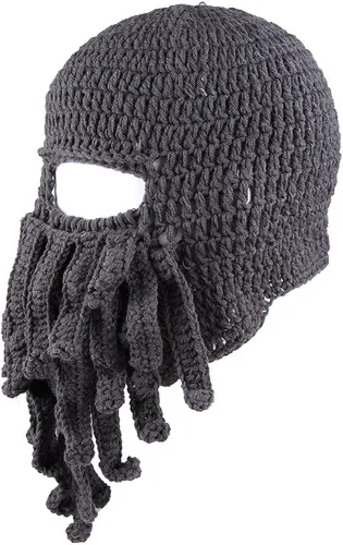 Vista 3 de Kafeimali Head Barbarian Vagabond - Gorro para hombre diseño de barba y pulpo