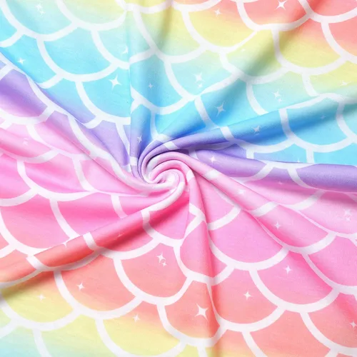 Vista 8 de Paquete de 2 pijamas de sirena con manga volada para niñas ropa de dormir de algodón