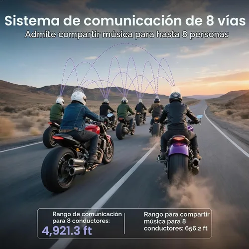 Vista 4 de JX01 - Auriculares Bluetooth para motocicleta con V5.4, 8 vías para casco de motocicleta con altavoces de 1.575 pulgadas, audio aptX, control